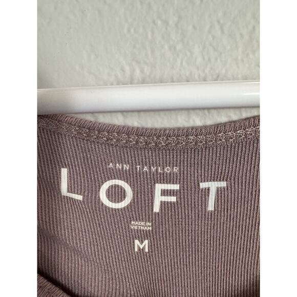 Ann Taylor Loft Women's Ribbed Long Sleeve Pull Over Tee Cozy Core SZ/M EUC - Picture 4 of 5